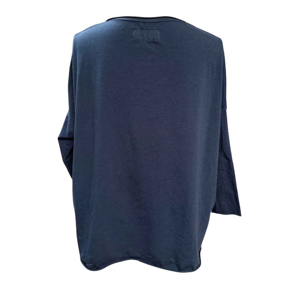 Labo.Art Navy Blue Oversized Cotton Top‎ 2 Med Boxy Long Tight Sleeve Minimalist - Picture 9 of 10